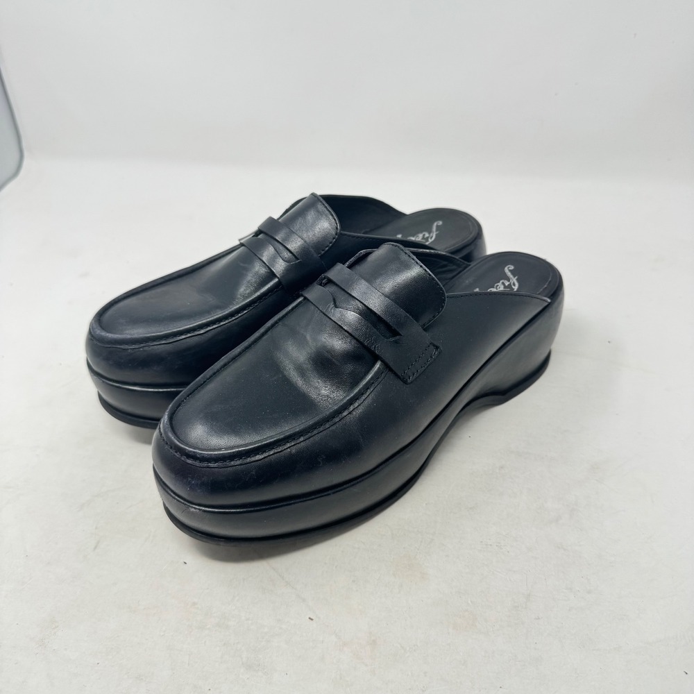 Free People Platform Penny Loafer Mules Black 38 90s Y2K Minimalist‎ Grunge